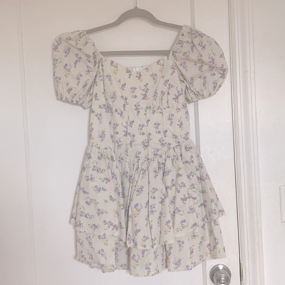 Dresses & Skirts - Ledin Double Layered Floral Puff Sleeve Corset Mini Dress